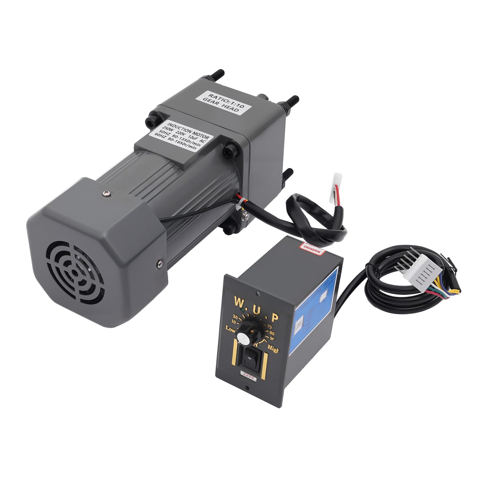 Motoriduttore con regolatore di velocità, 250 W, 220 V, asincrono, motore elettrico reversibile con supporto, motore a ingranaggio regolabile, motore riduttore per linea di produzione e tecnologia di