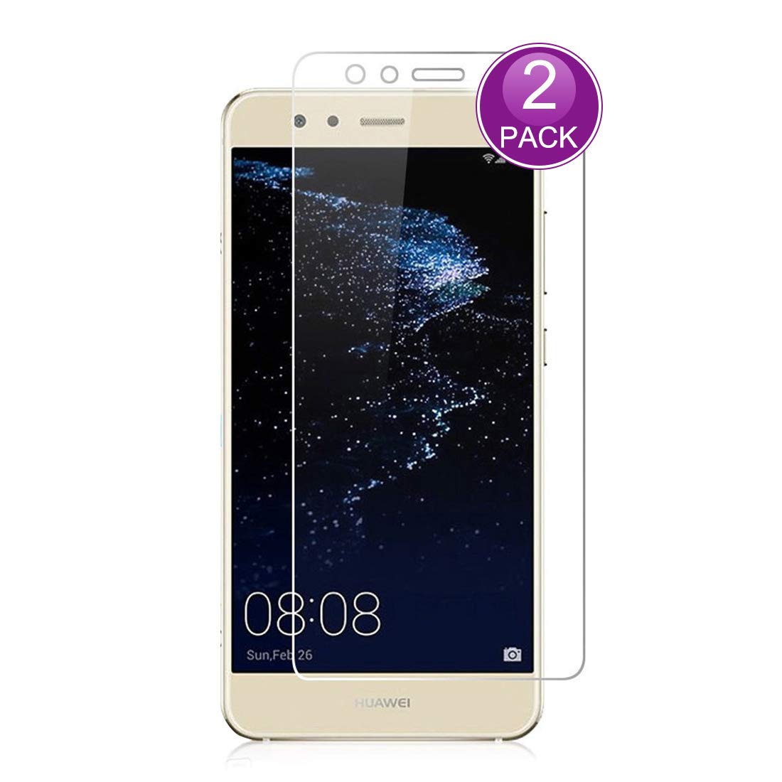 E-Hamii [2-Pack] Screen Protector for Huawei P10 Lite, 9H Tempered Glass Protective Cover, HD Protect Film Anti-Scratch and Anti-fingerprint (Note: Not Full Coverage)