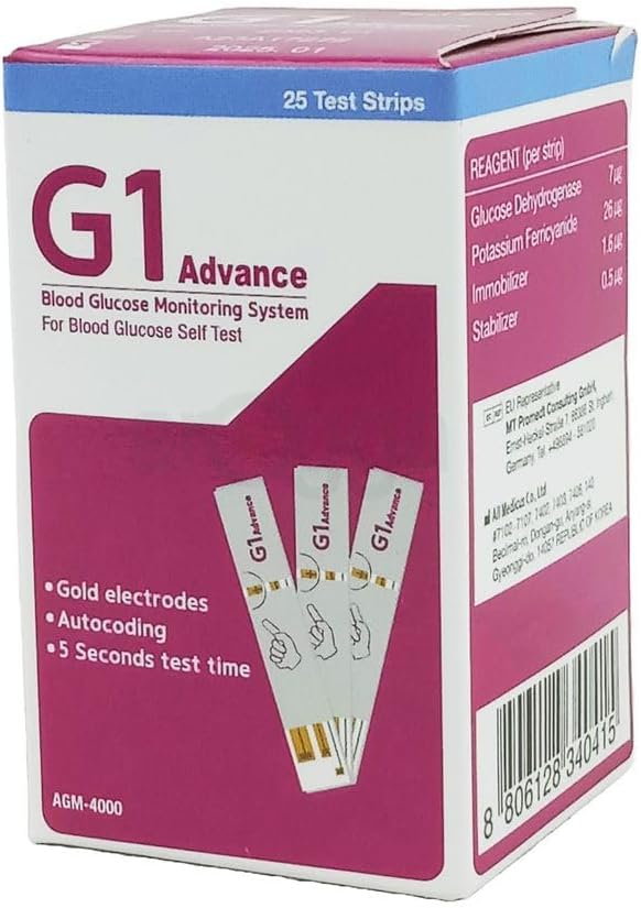 Blood Glucose Test Strips, (compatible with Alere G1) (25)