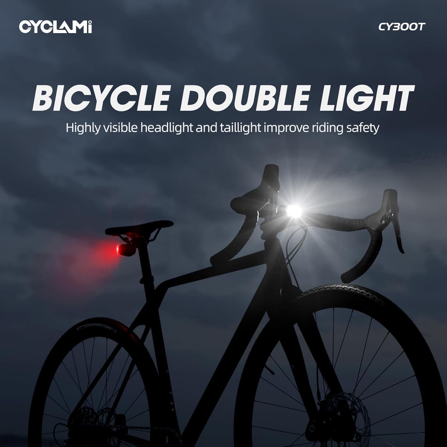CYCLAMI Bike Lights Front and Rear, Smart Headlight and Tail Light, 11+20 Modes Brake Sensing Bicycle Back Lights USB Rechargeable Bike Lights Set, Waterproof IP6, Cycling Safety Accessories