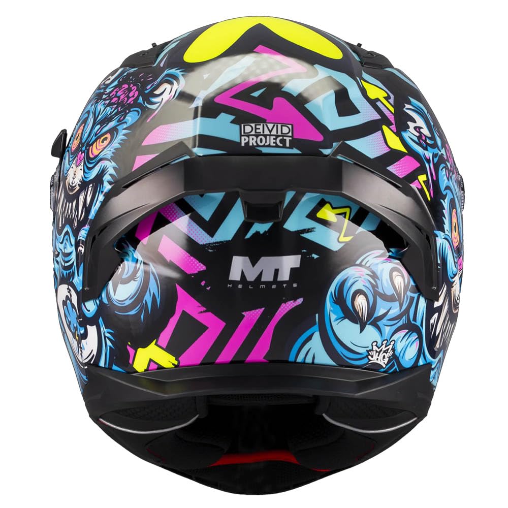 MT Helmets Braker SV Designed Crazy Teddy Azul 2026 - Casco de Moto Integral con Visor Solar, para Hombre y Mujer, Homologado ECE 22.06