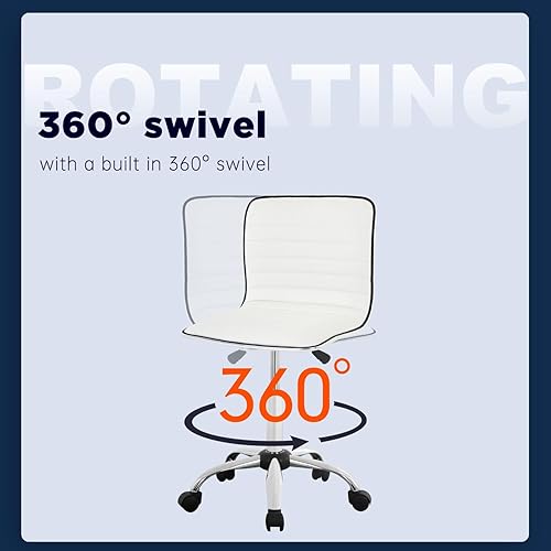 Miniatura 5 de Silla de oficina pequeña de piel sintética, silla de maquillaje, silla de maquillaje para sala de maquillaje, capacidad de 250 libras, silla de