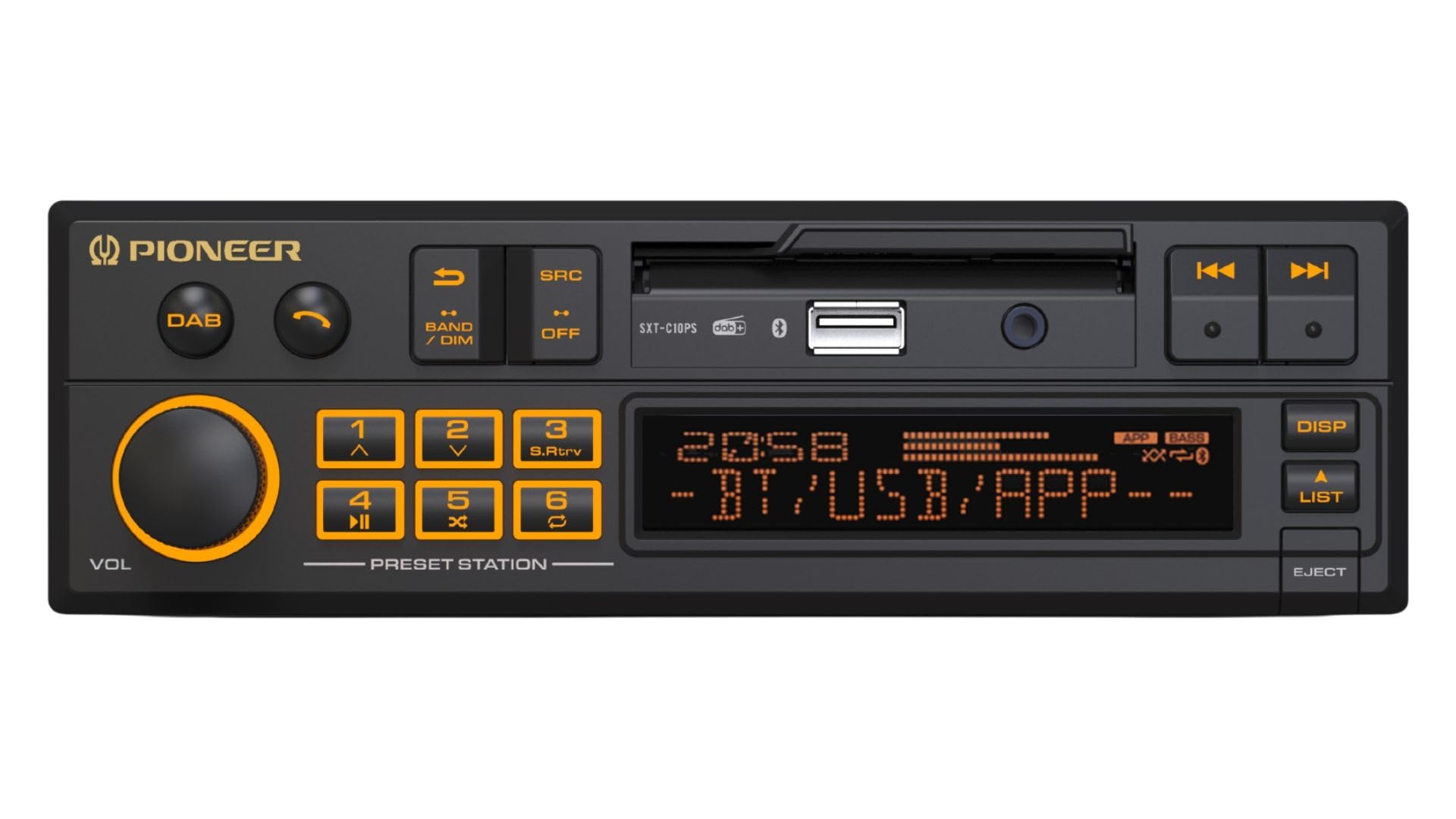 Pioneer SXT-C10PS Car Radio 1-DIN: Retro Design with State-of-The