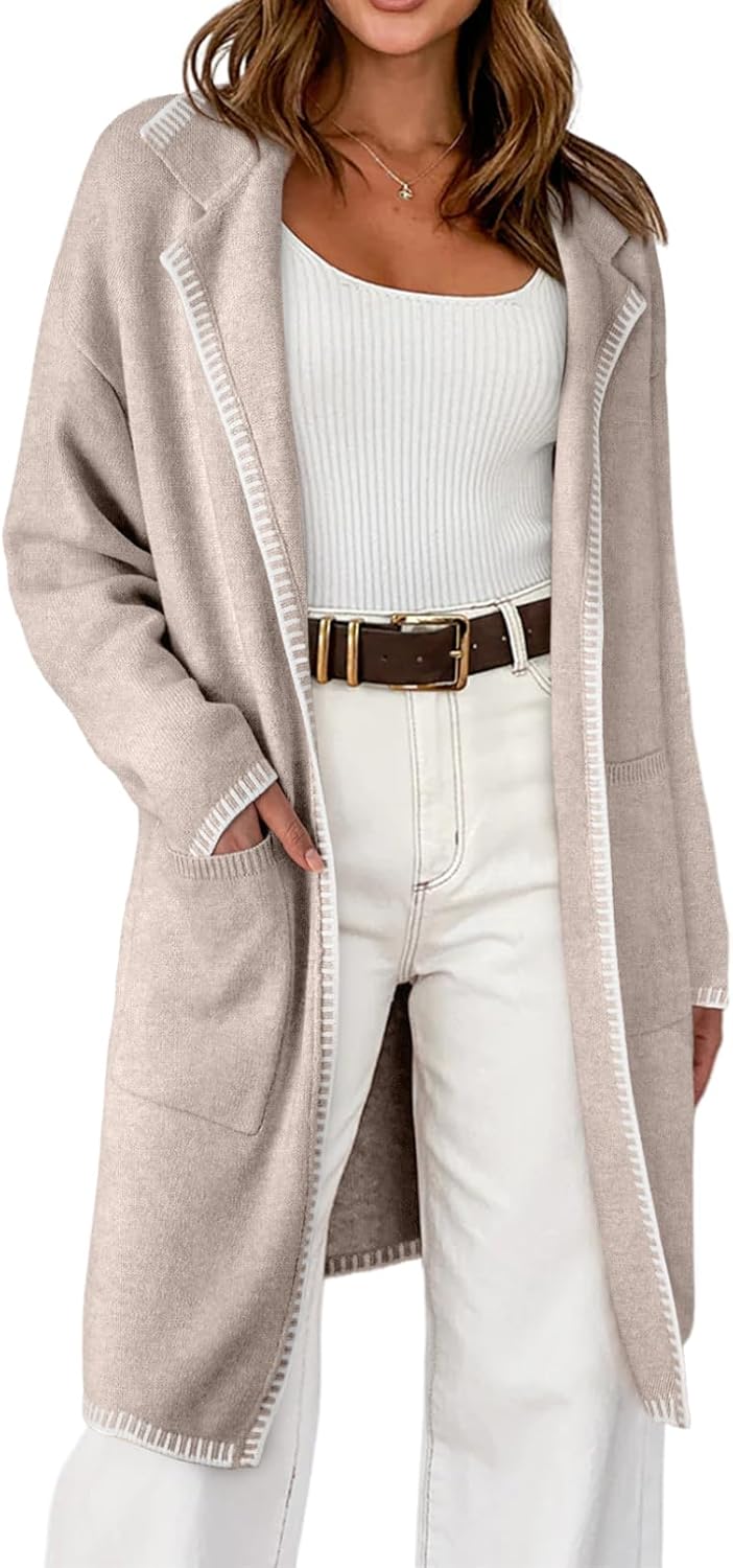 Dokotoo Womens Casual Long Cardigan Sweaters 2026 Winter Coats Fall Jacket Knit Coatigan Outwear with Pockets