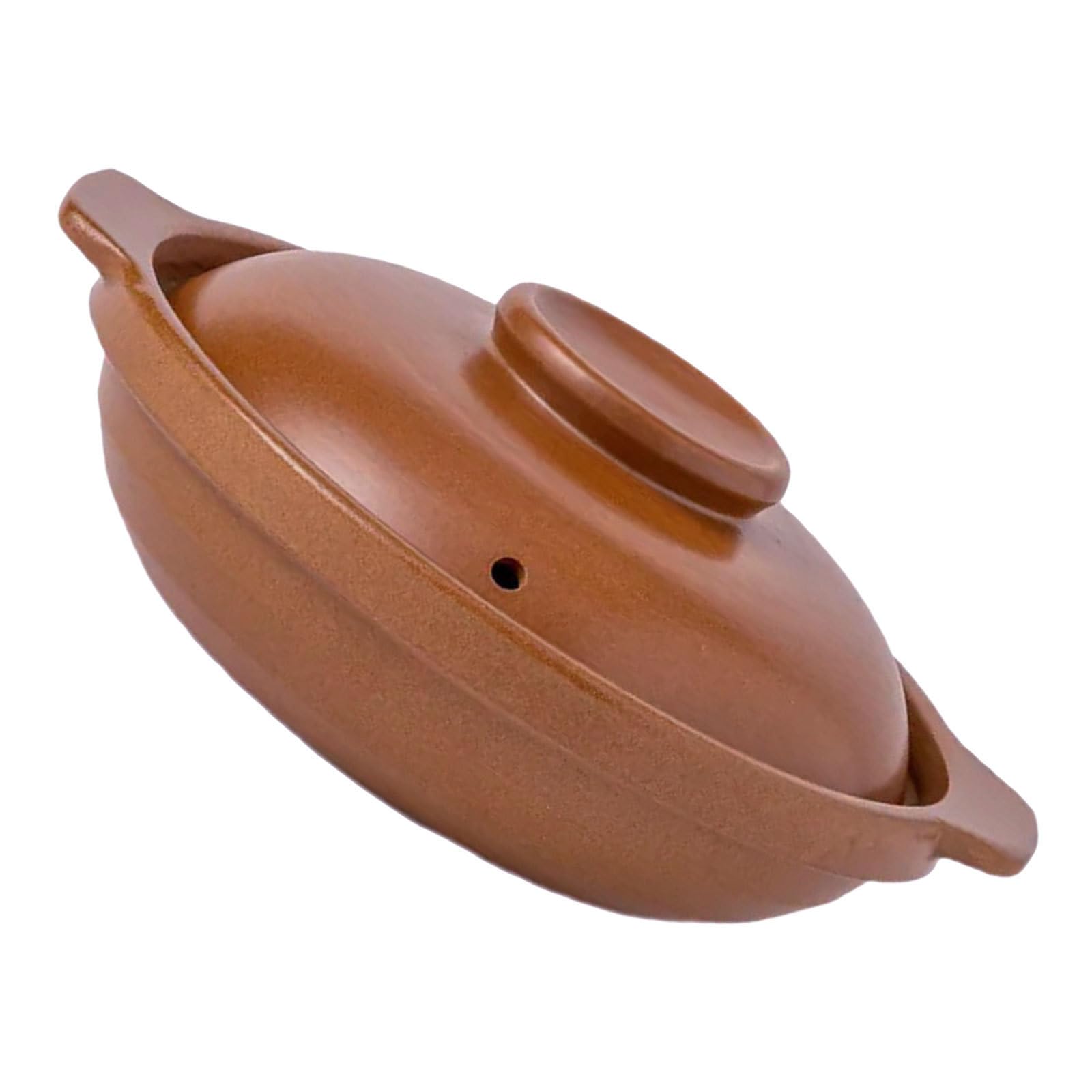 INOOMP Olla de Barro sin Esmaltar de 1l para Cocinar Arroz y Bibimbap, con Tapa, Diseño Clásico y Limpieza Sencilla para Cocina Casera y Cenas Familiares