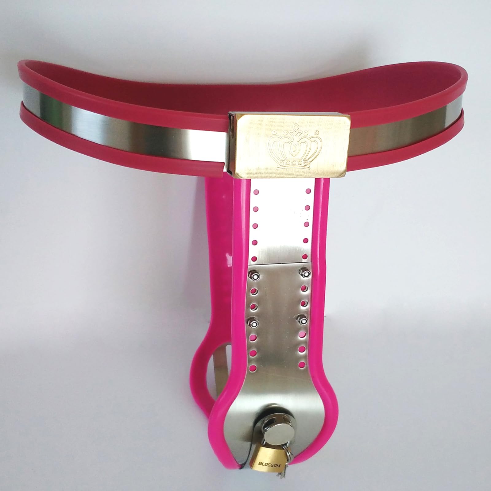 Ceinture de chasteté en acier inoxydable, dispositif de chasteté avec plug anal et plug vaginal amovibles, culotte cage de chasteté, sextoy for femmes et couples(120cm-130cm)