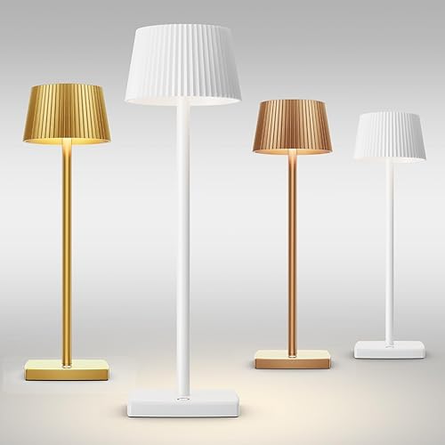 Miniatura 7 de Paquete de 2 lámparas de mesa inalámbricas, lámpara LED recargable inalámbrica de escritorio, minimalista, 6000 mAh, lámpara de batería, regulable,