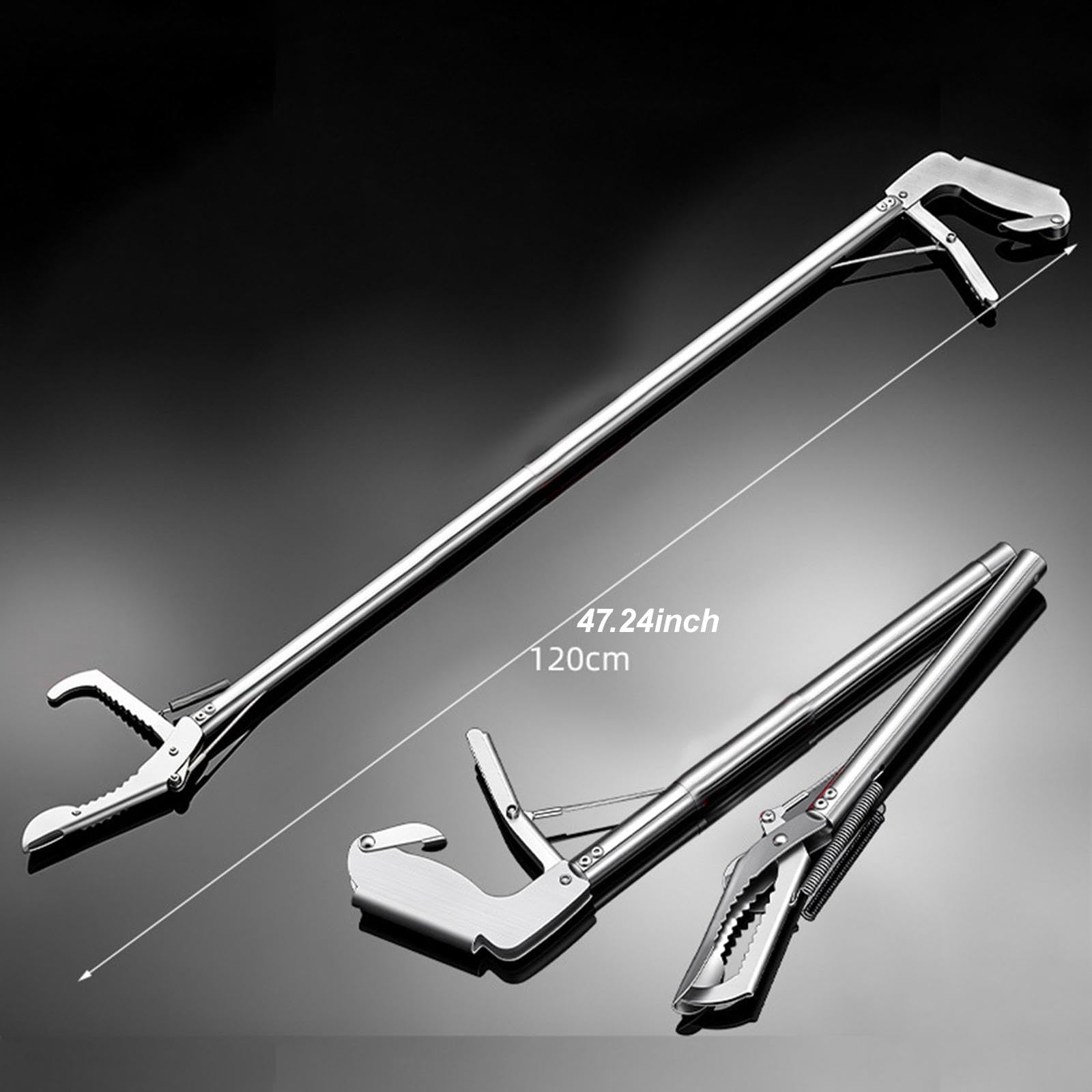 Snake Tongs Pinza Profesional para Serpientes Herramienta Plegable Acero Mecanismo Autobloqueante Diseño Resistente Adecuada para Manipulación de Rept, Caño Curvo de 120 Cm