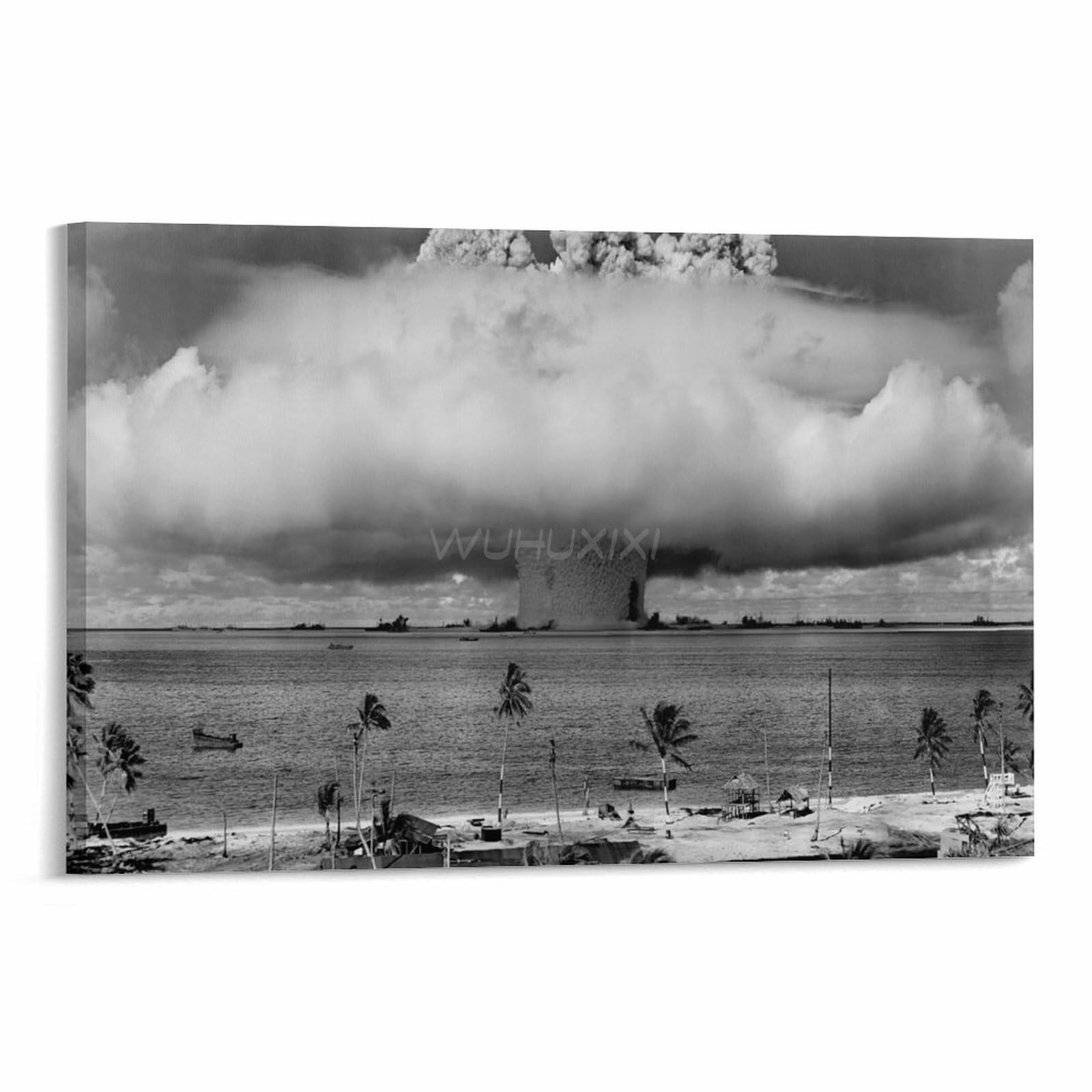 Atomic Bomb Nuclear Explosion Mushroom Cloud Poster 8 Canvas Painting Wall Art Poster for Bedroom Living Room Decor 24x16inch(60x40cm) Frame-style