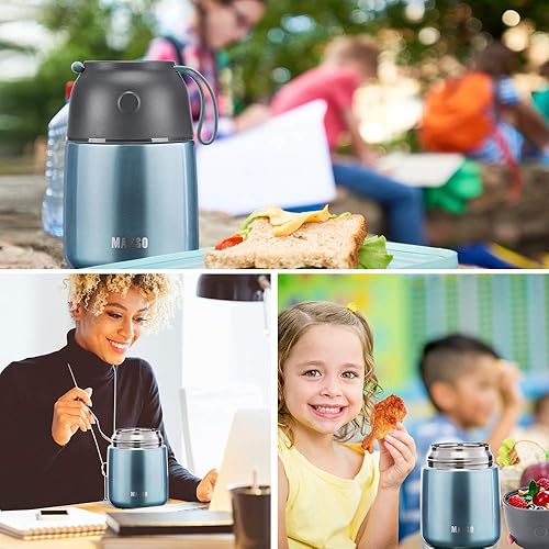 Miniatura 4 de Thermos - Tarro de comida caliente y fría para niños y adultos, juego de 17 onzas, termo de sopa, recipientes de comida caliente para almuerzo, 1