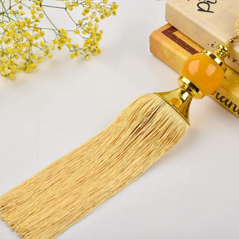 Embrasse de Rideau en Corde tressée avec Pompon, Attache de Rideau à Boule (Jaune (Paire))