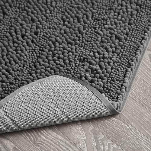 Laura Ashley – Astor Chenille Bath Mat | 100% Polyester | Premium Bathroom Décor | Machine Washable | TPR Backing Measures 24” x 60” | Dark Grey by Laura Ashley - Image 4