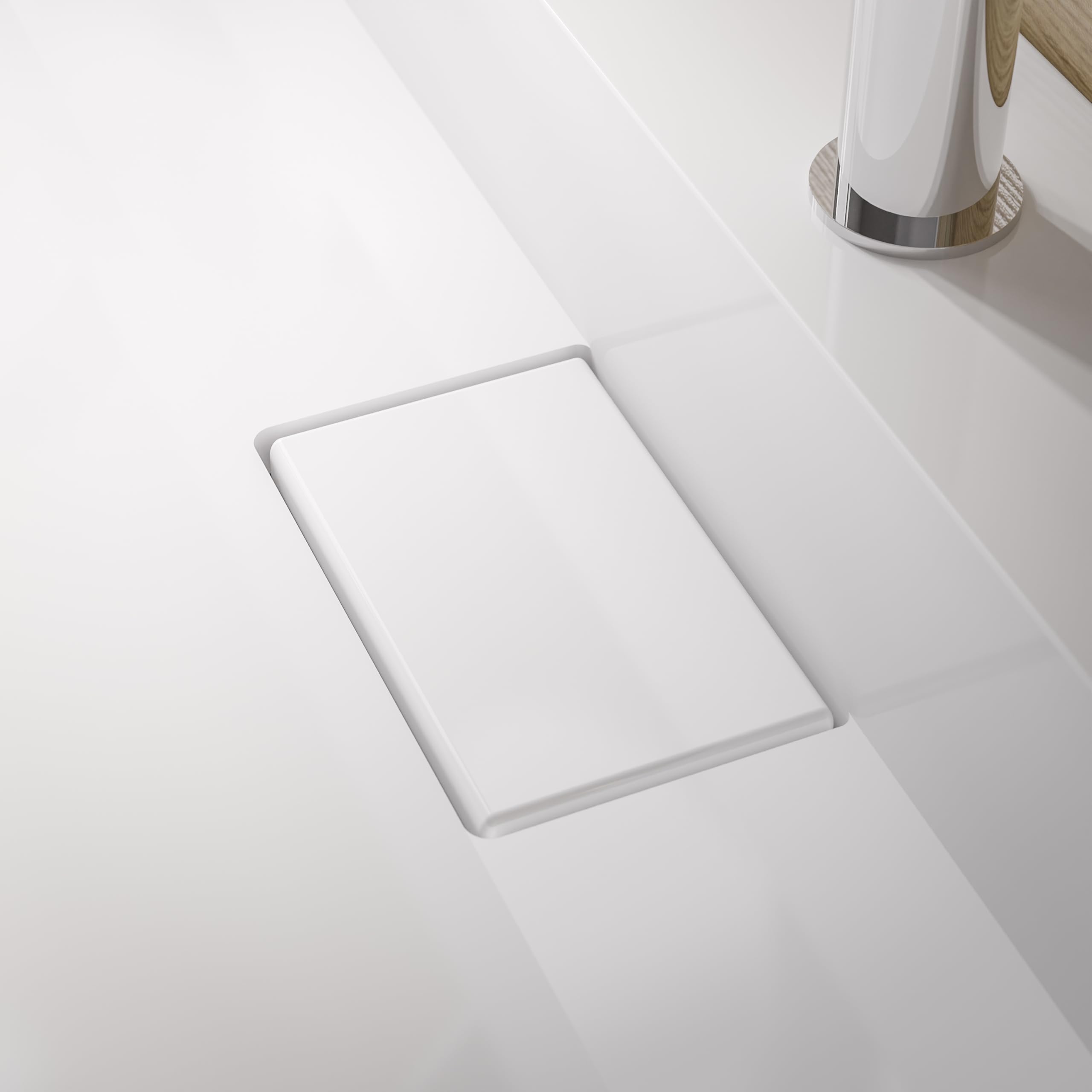 Lavabo sospeso o da appoggio in marmo artificiale BS6001 - bianco - 70cm / 100cm / 120cm, Larghezza:120cm - senza preforatura