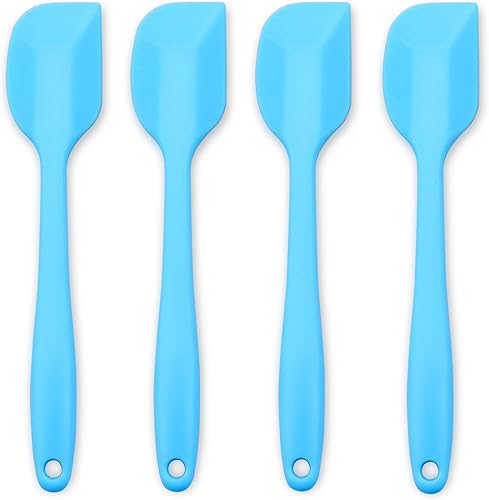 Miniatura 2 de Juego de 4 espátulas de silicona antiadherentes resistentes al calor con núcleo de acero inoxidable, color azul
