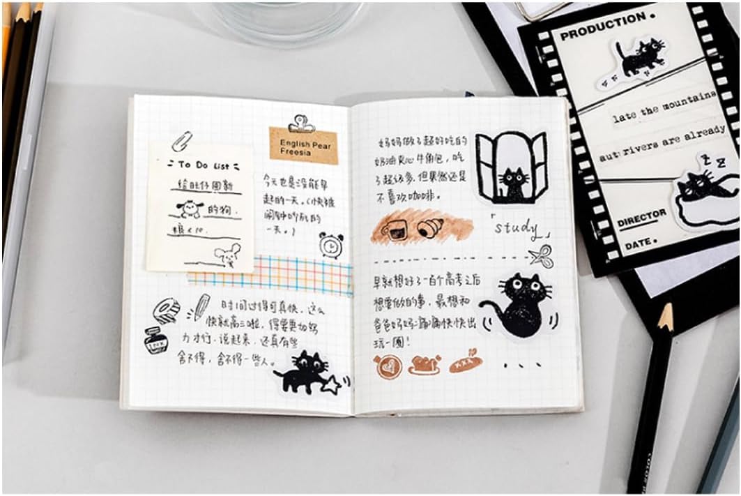 Adorable Mini Black Cat Stickers: Ideal for Scrapbooks, Journals, DIY Decor, Planners, Suitcases, Diaries, Albums, Laptops, Phone Cases, Art Crafts - 45 Designs Available - Image 2