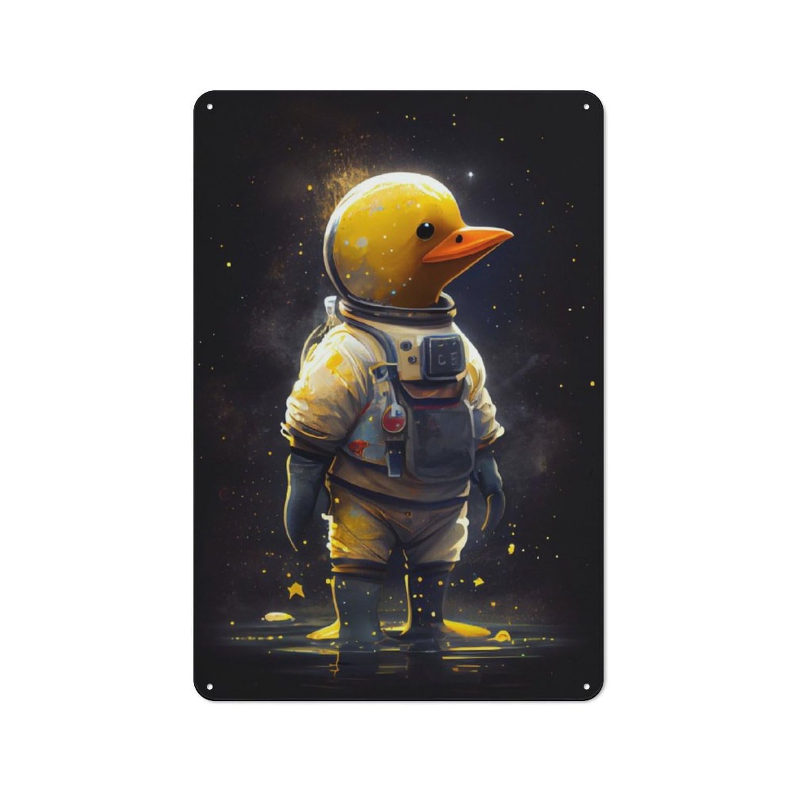 Junmoney Rubber Duck Astronaut Retro Decorative Metal Plaque 30X20cm, Garage Wall Decor For Garage, Workshop, Shed Or Utility Room