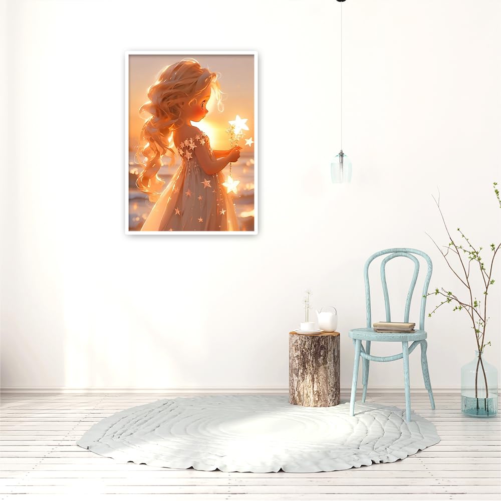 DCIDBEI 30 x 40 cm DIY Diamond Painting Princess Children, 5D Round Angel Diamond Paintings, Diamond Embroidery Star - Image 3