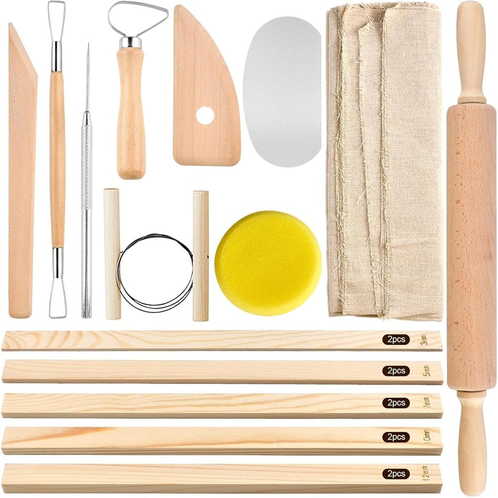 for Manual Self Ceramic Making Teaching Rolling Mud Stick Guide Pottery Tools Wood Rolling Pin,Pottery Tablecloth