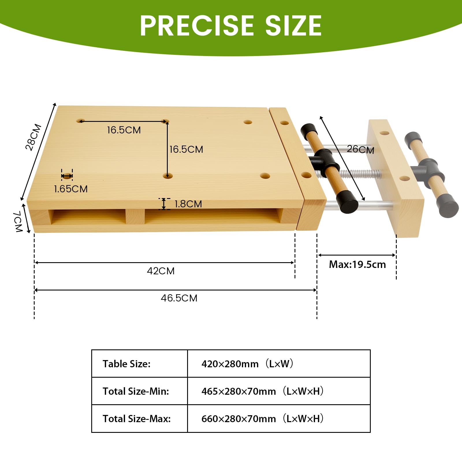 Tragbare Hobelbank Mobile Werkbank Kleine mit schraubstock Holz, Werkbank Klappbar Tragbar spanntisch Holzwerkbank Geeignet zum Schnitzen, Schneiden, Klemmen, Hobeln (46,5 × 28 × 7 cm)