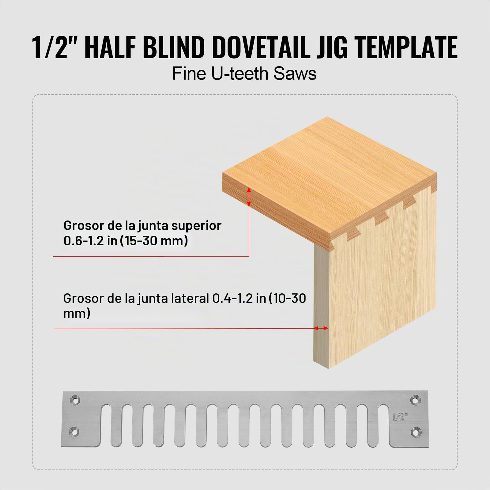 VEVOR Plantilla de Cola de Milano Ancho de 31 cm, Máquina de Colas de Milano 4 Brocas, Plantilla de Mortaja y Espiga, Herramienta de Carpintería para Fabricación de Muebles y Gabinetes de Madera