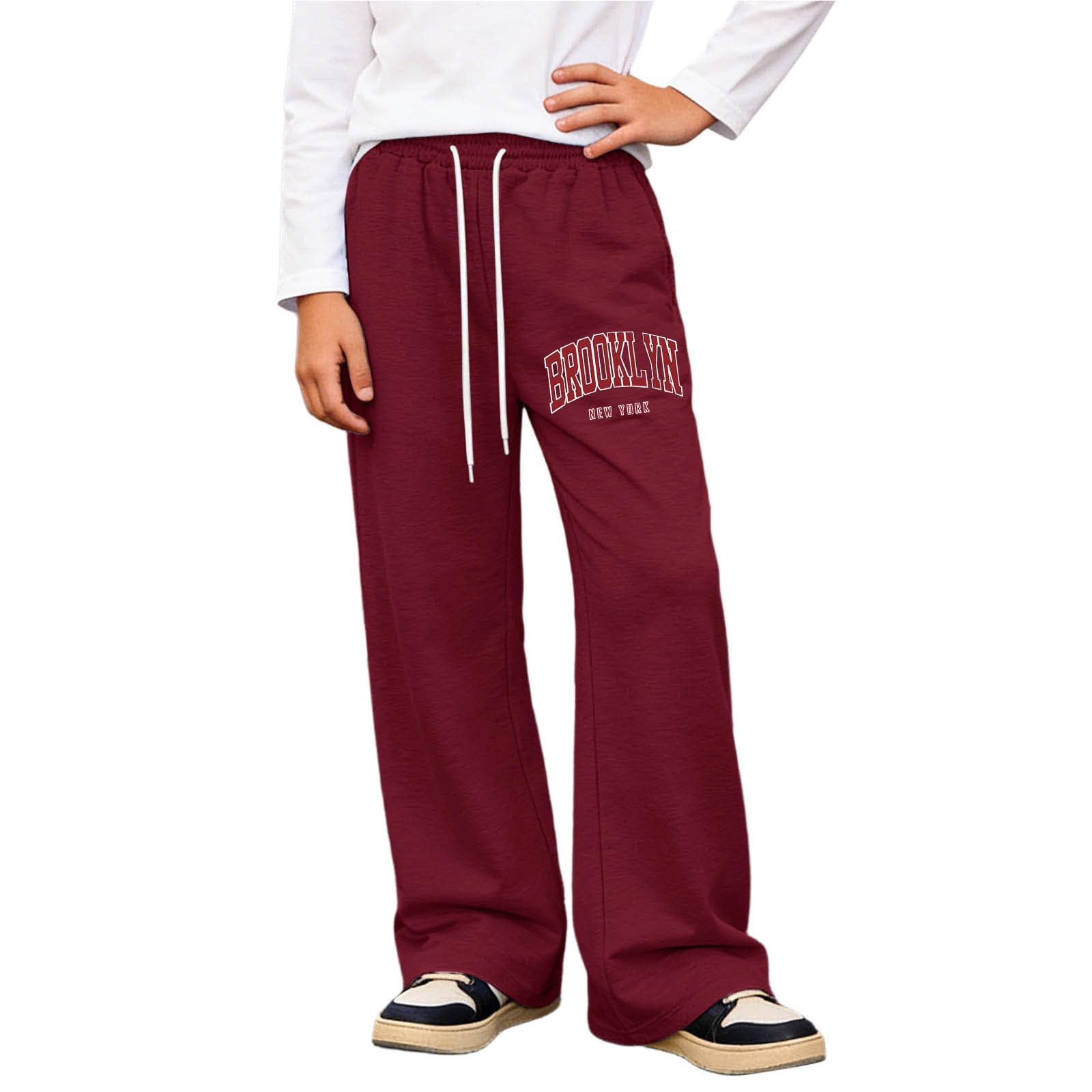 Baggy Jogginghose Jungs Jungen Elastischer Bund Freizeithose Weites Bein Locker Sporthose Lange Bequem Jogger Kinder Jogginghosen Teenager Hip Hop Streetwear Track Pants Kordelzug Taschen Sweatpants