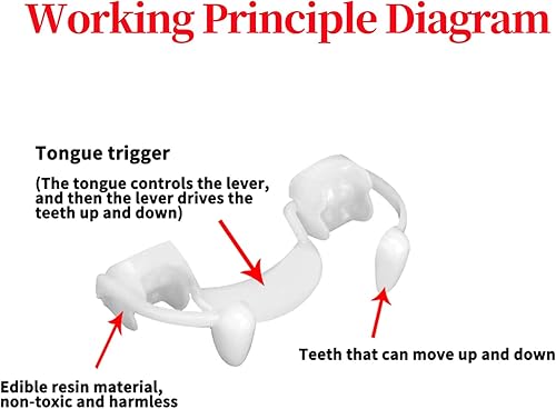 Miniatura 3 de Wonsunss Colmillos de vampiro, dientes retráctiles de Halloween, espeluznantes colmillos falsos de vampiro para niños y adultos, dientes falsos para