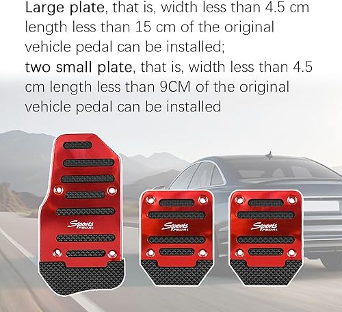 Miniatura 6 de Middrivr 3 pedales de acelerador de embrague de freno de aleación de aluminio, cubierta de pastillas de freno de transmisión manual automática de