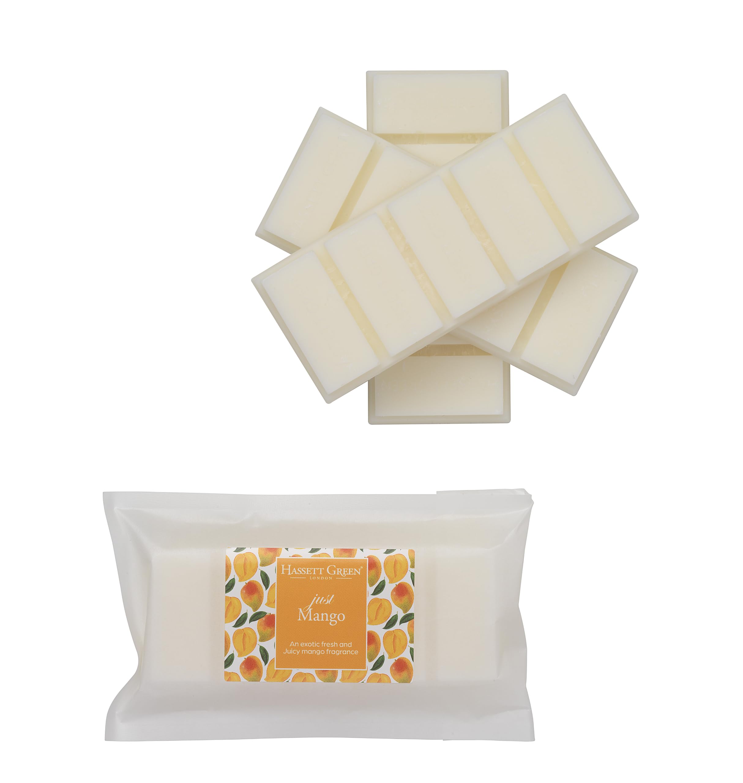 Hassett Green London - Just Mango Wax Melts, 3 x 55g Snap Bars - Soy-Free & Paraffin-Free, Handmade in the UK