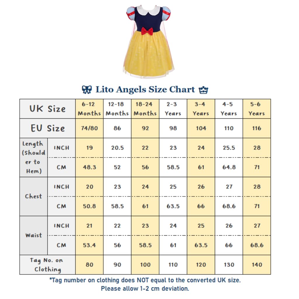 Lito Angels Deguisement Robe Costume Princesse avec Cape Detachable et Bandeau Cheveux Bowknot