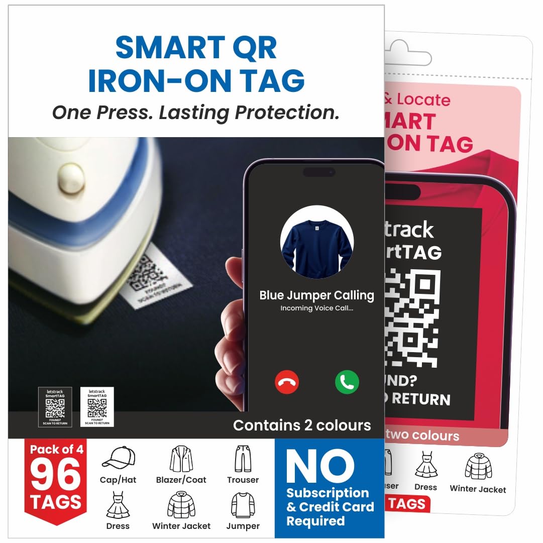 Smart Iron-on-TAG | Durable, Washable TAG for School Uniforms, Workwear, Travel Clothing, Sportswear | Contact Owner Privately | Real-time scan alerts | Works with Android & iOS (Pack of 96)-image-29