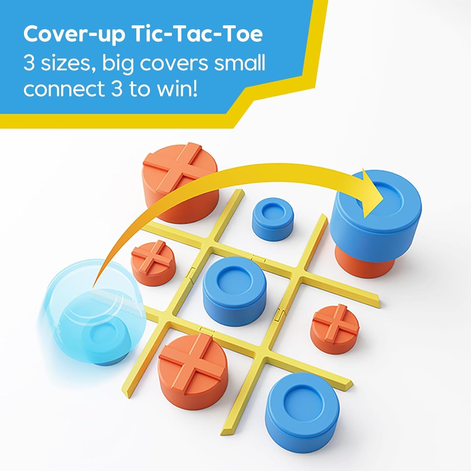 Giiker Tic TAC Toe Bolt Amarillo - Tres en Raya Electrónico 3 en 1 con Modo Batalla por Bluetooth - Juego de Mesa Portátil para Niños y Adultos - Juegos para Viajes - Regalos Niños 6 Años