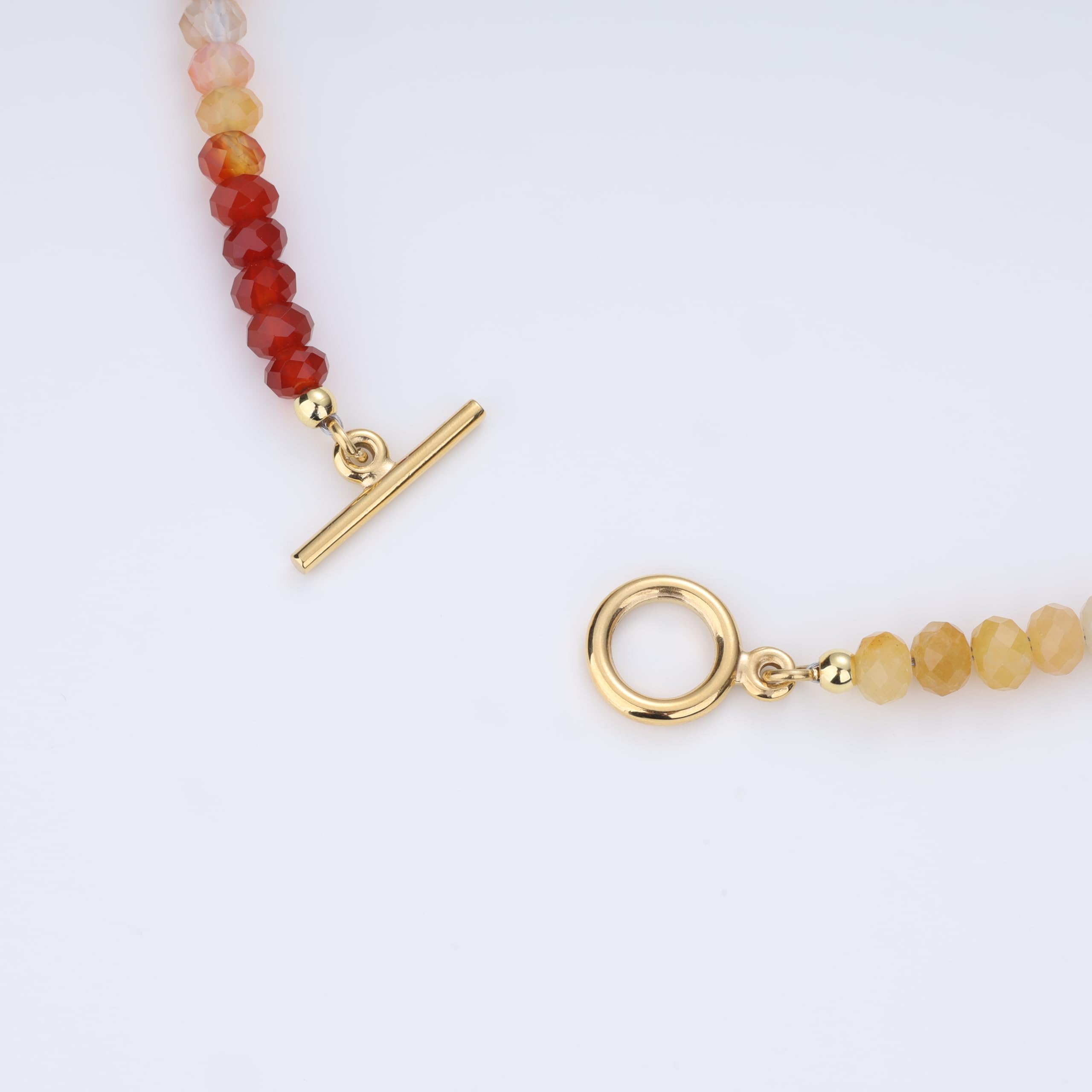 GAVU Collar para Mujer de Piedras Naturales, Collar de Cristales Multicolor para Mujer con Cierre OT de Acero Inoxidable Dorado
