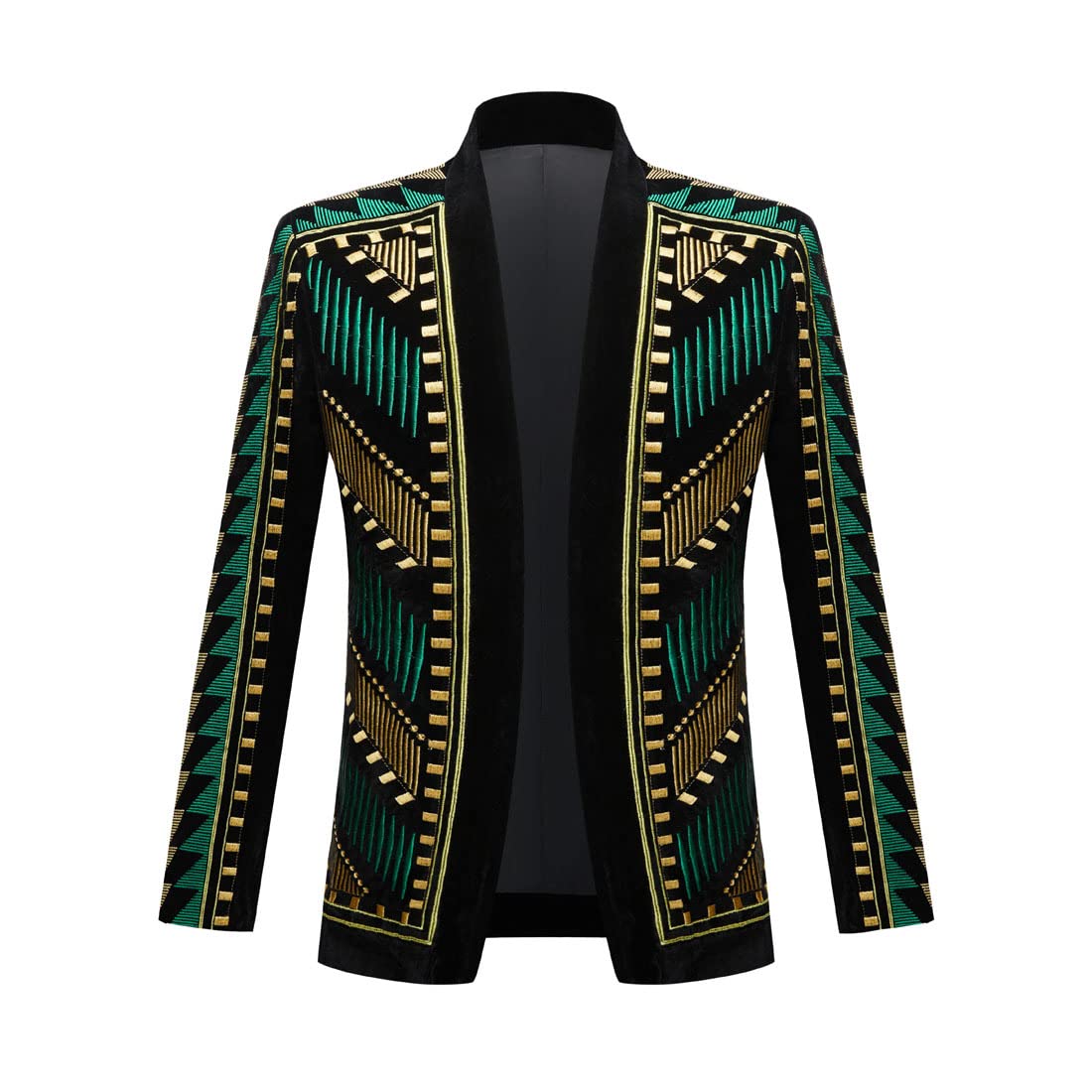 Blazer élégant en Velours Noir avec Broderie dorée pour Homme