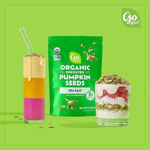 Miniatura 3 de Go Raw Semillas de calabaza con sal marina germinadas y orgánicas bolsa de 14 onzas  Keto  Vegano  Snacks sin gluten  Superalimento