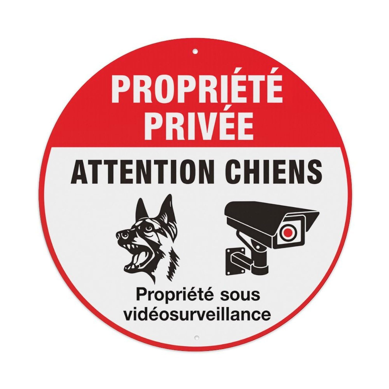 Private Property Beware of Dogs Under Surveillance Round Tin Sign Retro Metal Sign for Cafe Bar Pub Home Game Room Gym Club Wall Decoration Vintage Metal Poster 8x8 Inch
