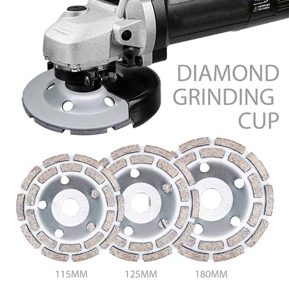 Universale Diamante Grinding Cup Abrasivo Doppia Row Muratura Concrete Wheel Silver Diamond Rettifica Testa Strumento di Taglio per Smerigliatrici Angolo