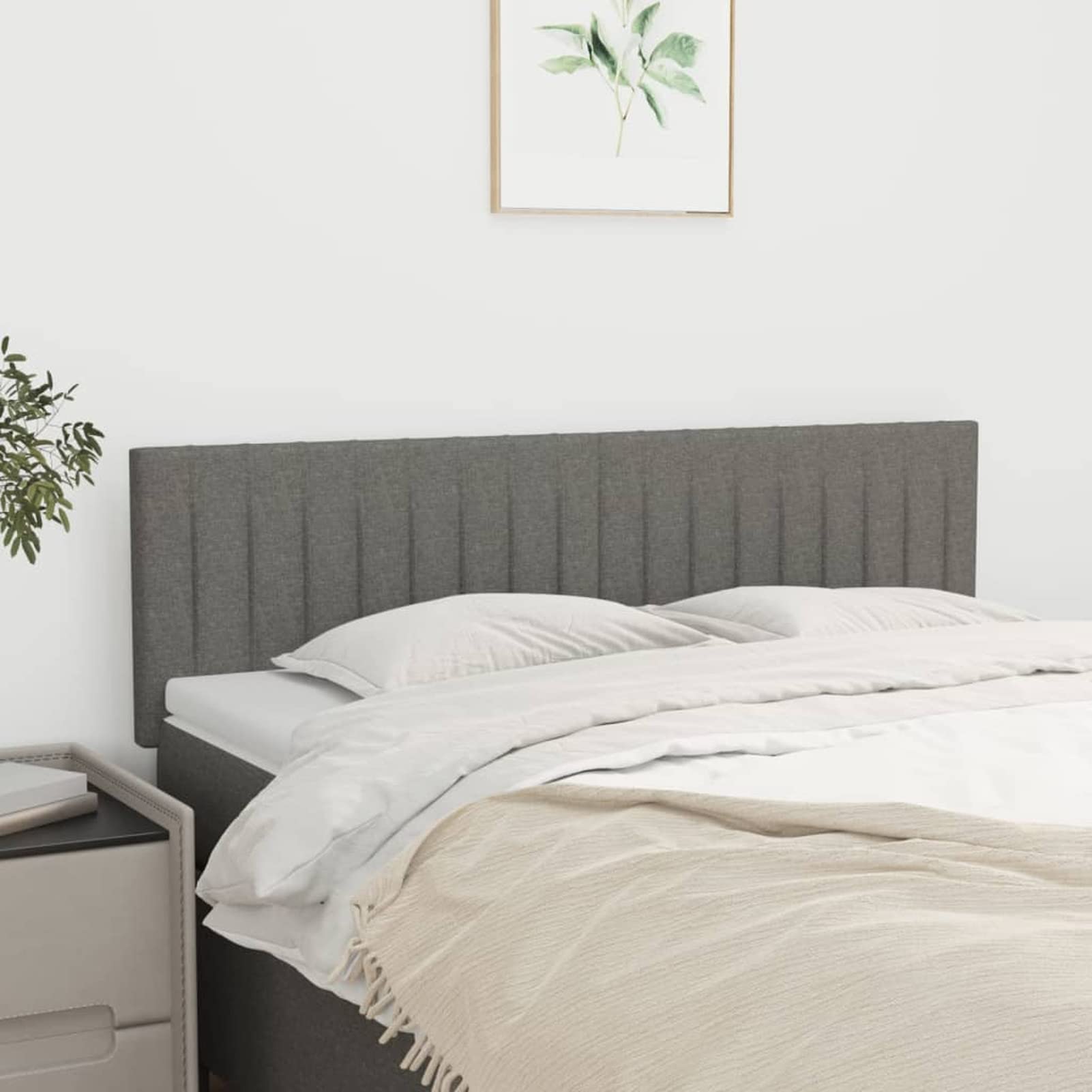 Cabeceros 2 Unidades, Cabezal De Cama, Cabecera para Cama, Cabezales Dormitorios Modernos, Tela Gris Oscuro 72x5x78/88 cm