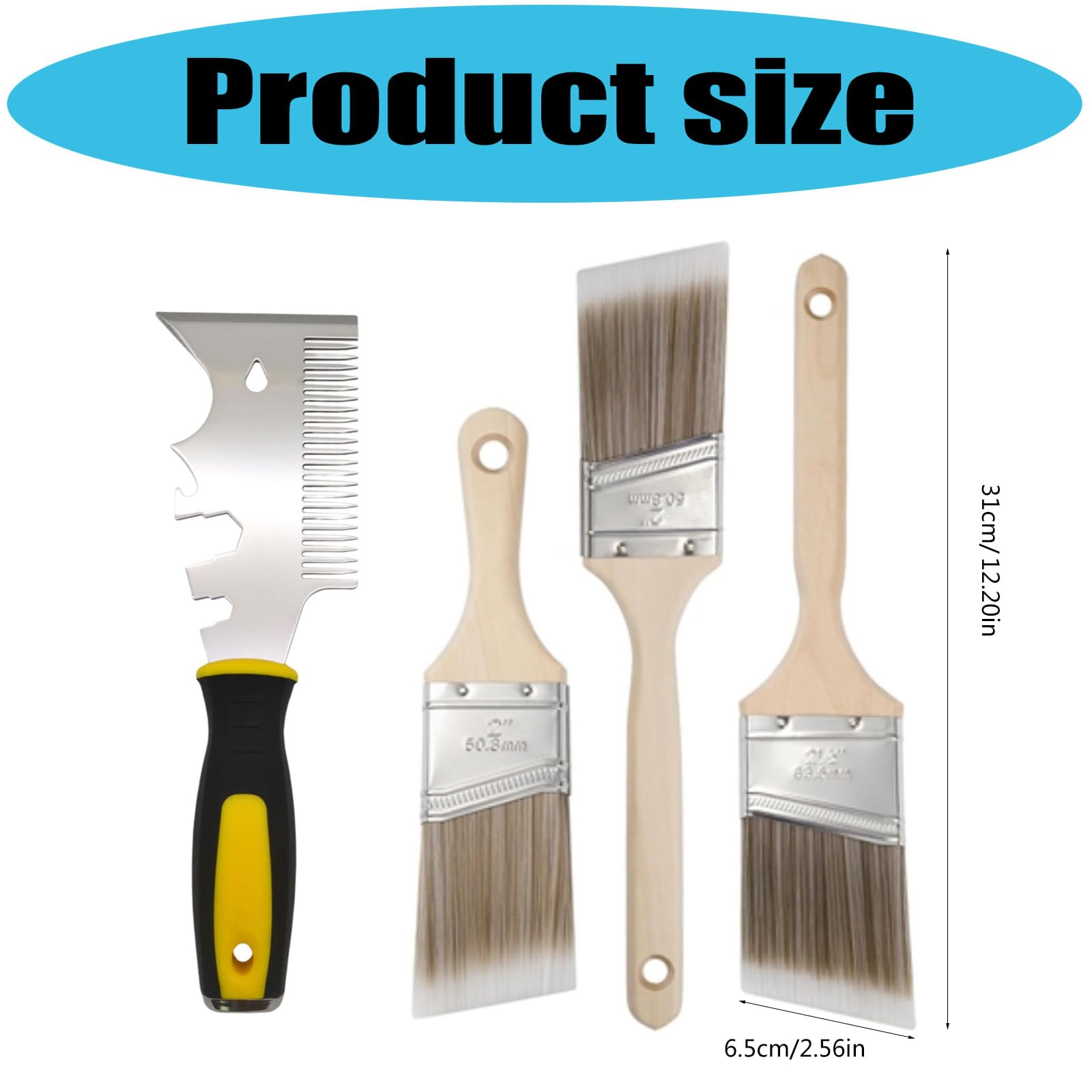 Set di pennelli professionali angolati con setole sintetiche da 6,3 cm, manico ergonomico per bordi precisi