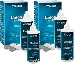 Unica Sensitive - Pack 4x350ml | Unique Solution with Hyaluronic Acid - Cleaning and Deep Disinfection for all types of Contact Lenses - Special Sensitive Eyes