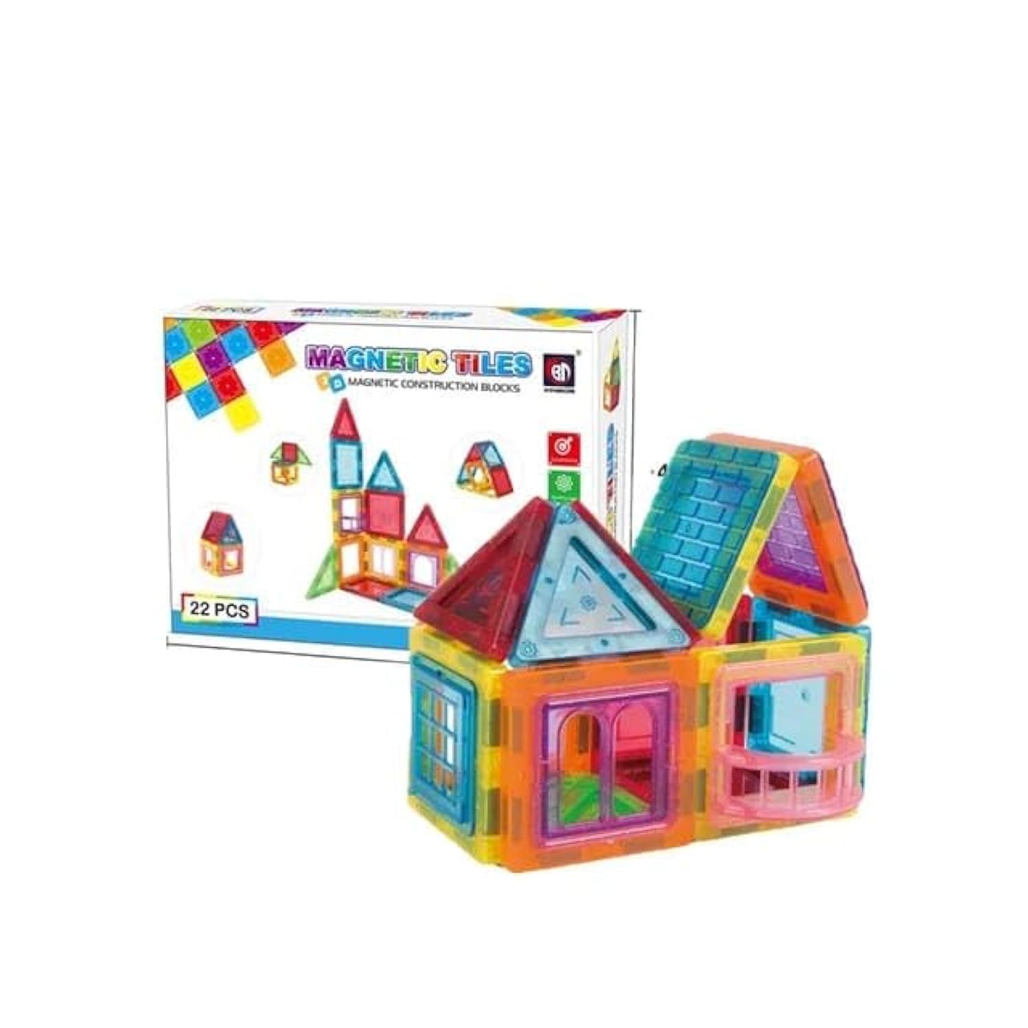 Magnetic 3D Building Tile Blocks 22 Pcs Educational Construction Pre School Kids Toys for Boys and Girls,Toys for3+ Years Kids, Developing Creativity, Brain Activity and Imagination.
