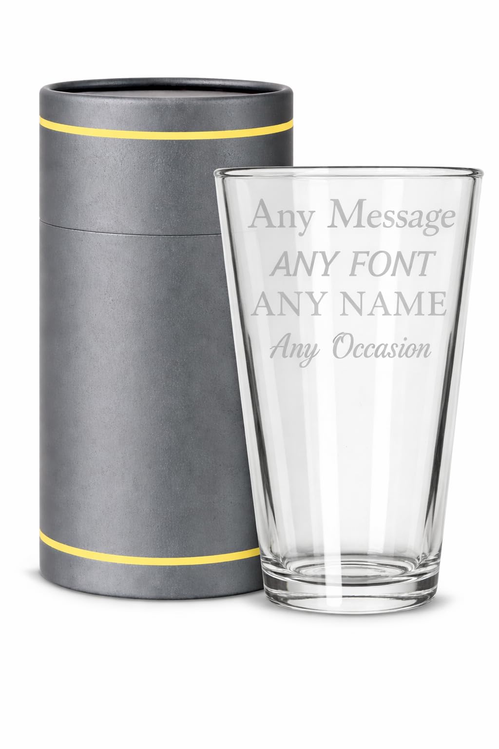 EKAM Personalised Engraved Pint Glass- Personalise with Any Message for Any Occasion, Laser Engraved, Dishwasher Safe, 17oz/500ml - Fun Gift for Father’s Birthdays, Christmas, Best Friend