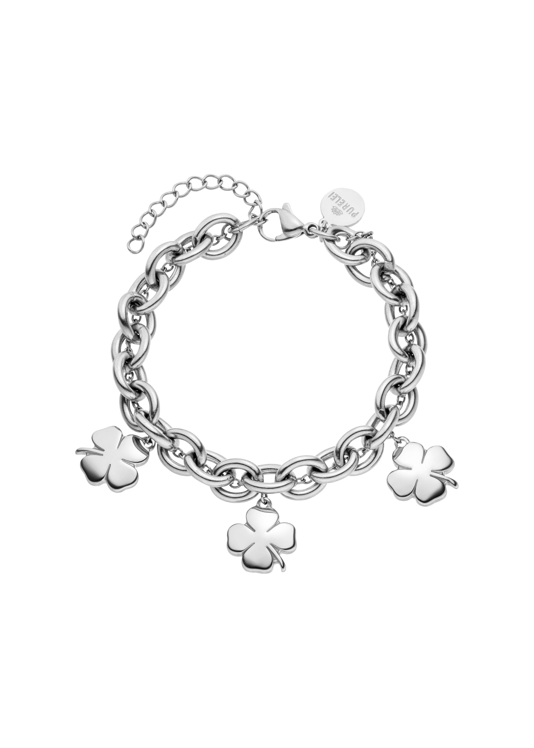 Purelei Luck Clover Armband – auffälliges doppelreihiges Design mit grober Gliederkette & Kleeblatt-Elementen – Edelstahl, 14K vergoldet, 18K rosévergoldet oder silberfarben – wasserfest