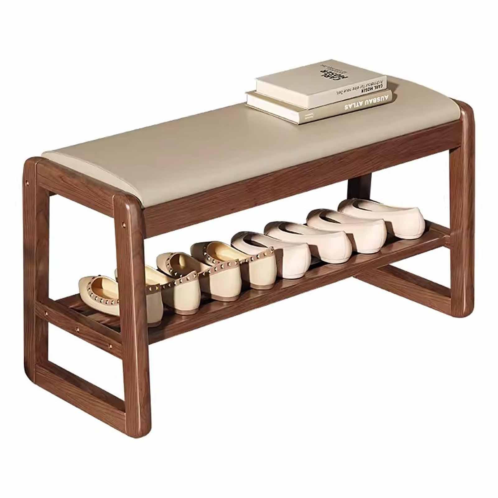 Banc rembourré capitonné en bois massif et similicuir de luxe