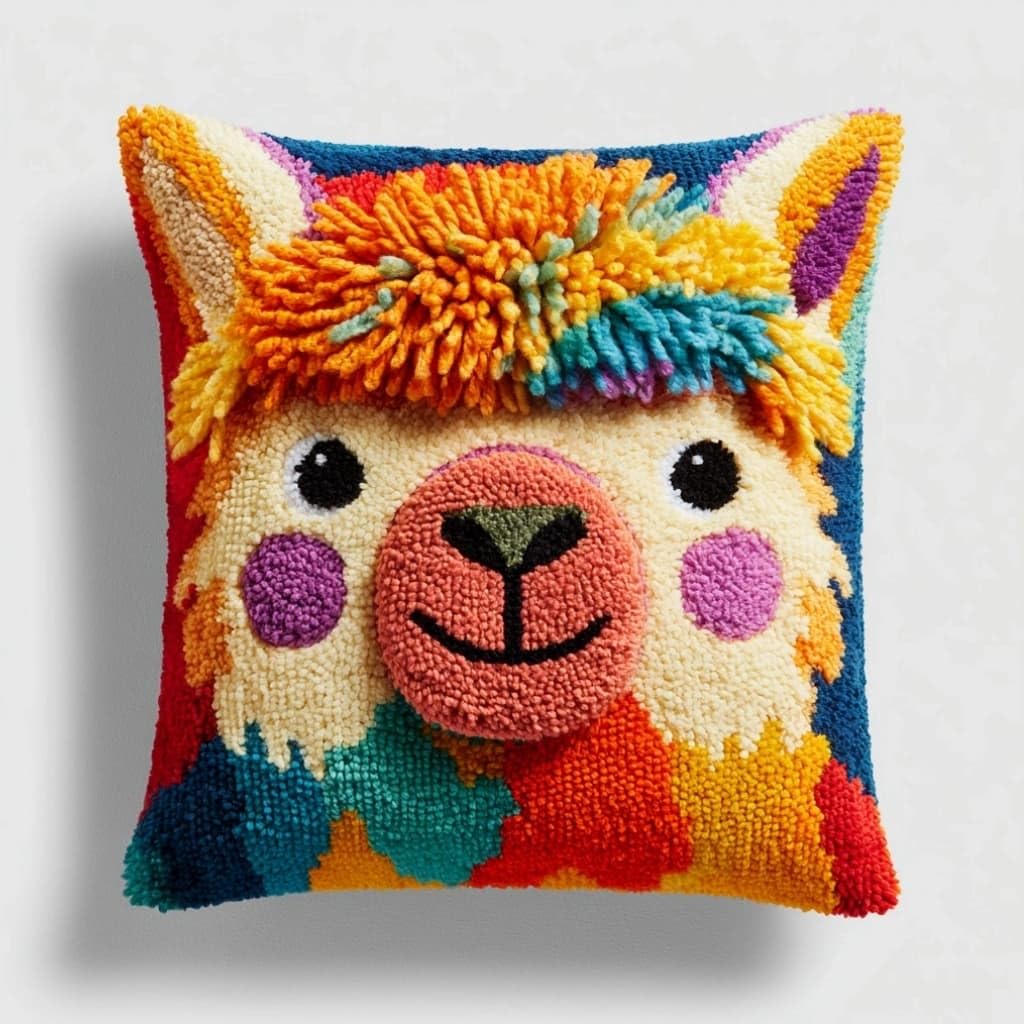 Taxpy B Latch Hook Cushion Kits Alpaca 17X17 Inch