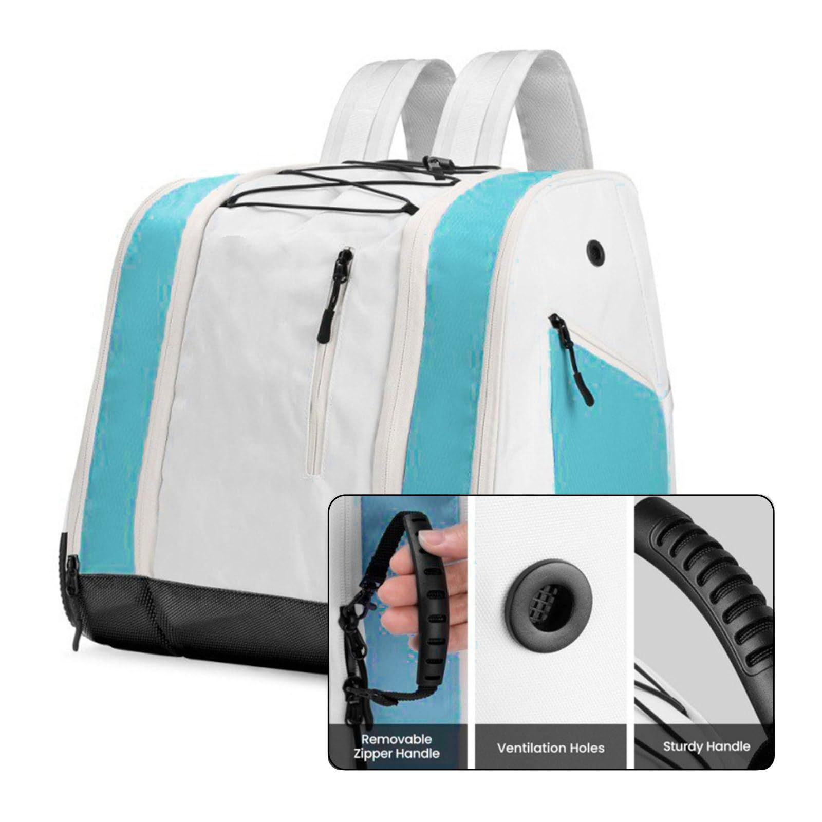 1 zaino ventilato per scarponi da sci con cinghie regolabili, tessuto Oxford impermeabile per viaggi all'aperto e sport, spaziosa borsa da viaggio