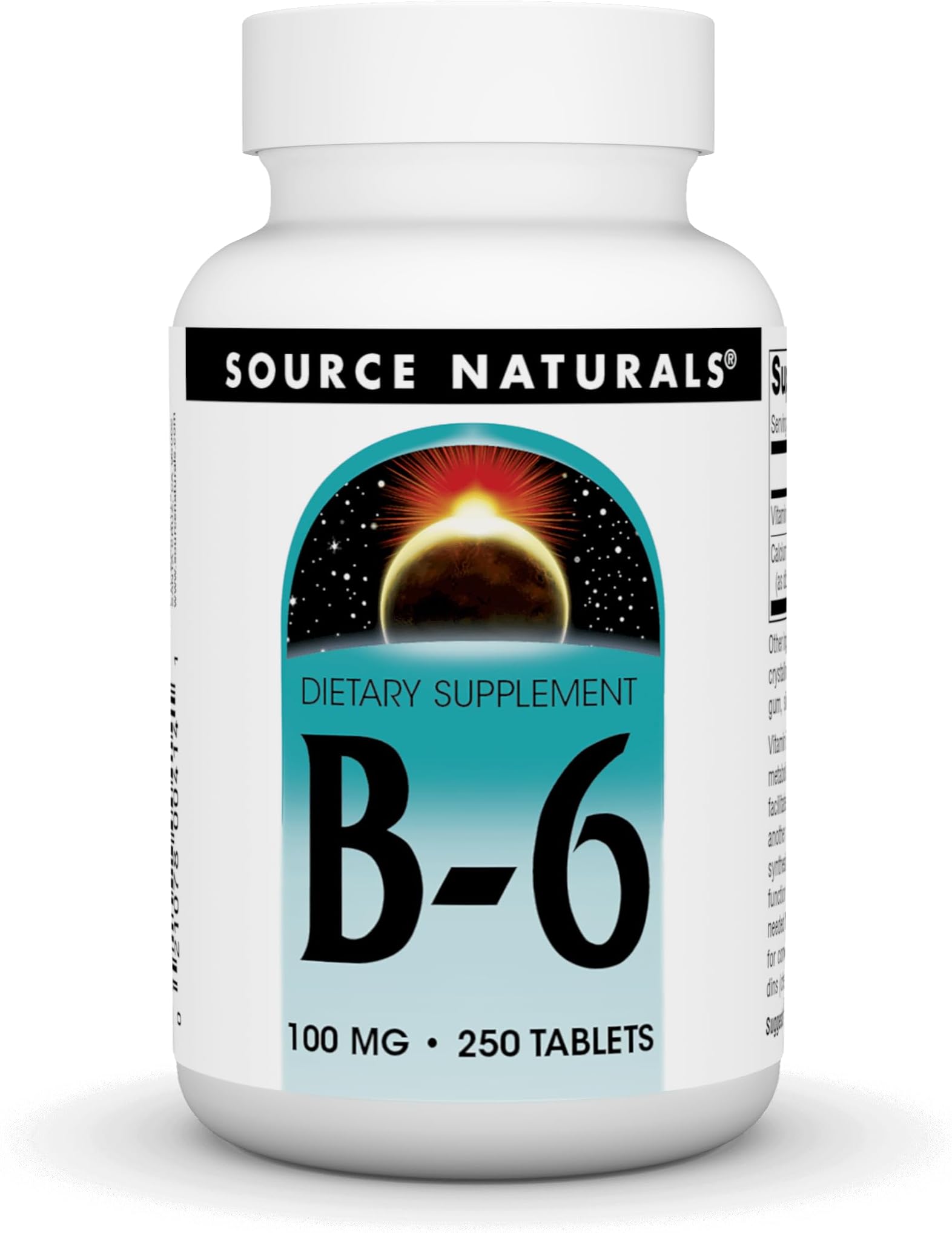 – Source Naturals Vitamin B 6 100 Mg Immune System Support Tablets 250