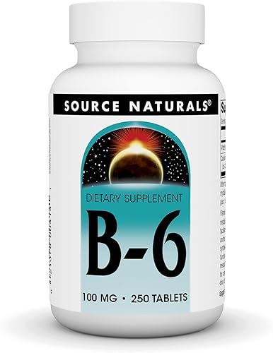 Source Naturals Vitamina B-6, 100 mg de Apoyo al Sistema Inmunológico - 250 Tabletas