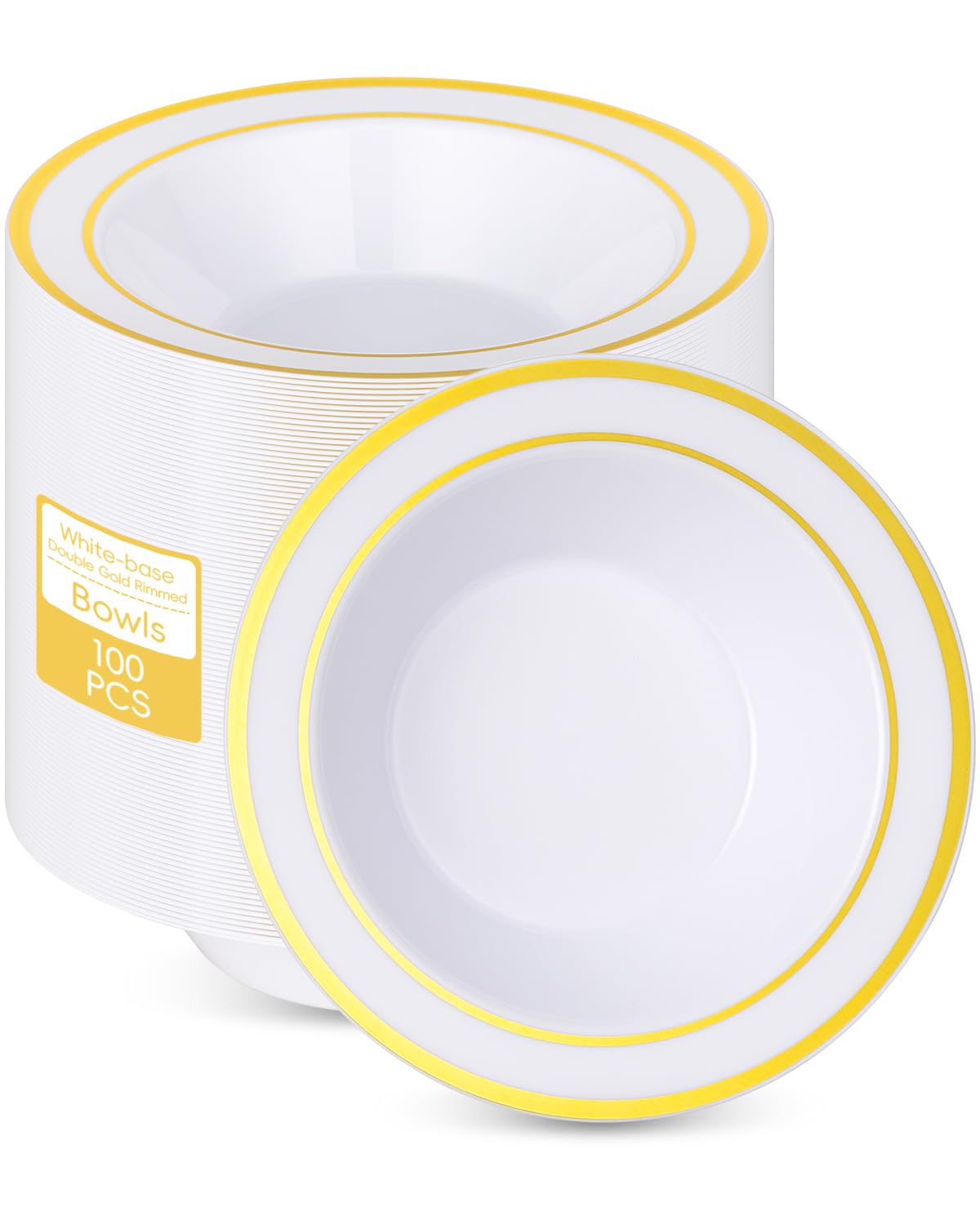 Disposable Soup Bowls with Silver Rim - 50 Pack -10 Disposable Soup Bowls with Silver Rim - 50 Pack -10