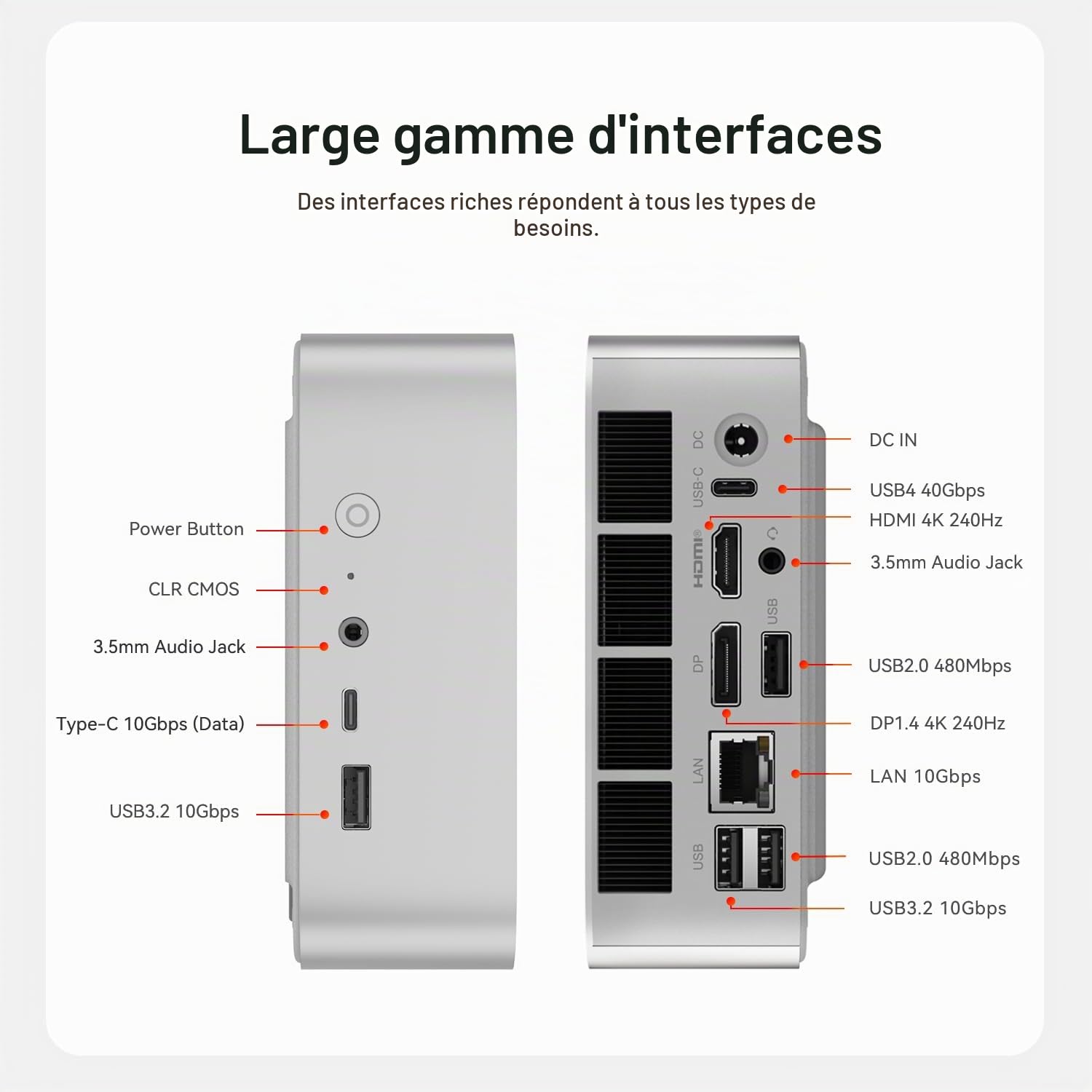 Beelink Mini PC SER10 Max, AMD Ryzen AI 9 HX 470 (12C/24T jusqu'à 5,2 GHz), 64 Go de RAM DDR5, SSD PCIe 4.0 de 1 to, Mini PC Gaming, Triple Affichage 4K, HDMI/DP/USB 4.0, RJ45 10G/Wi-FI 6/BT 5.2