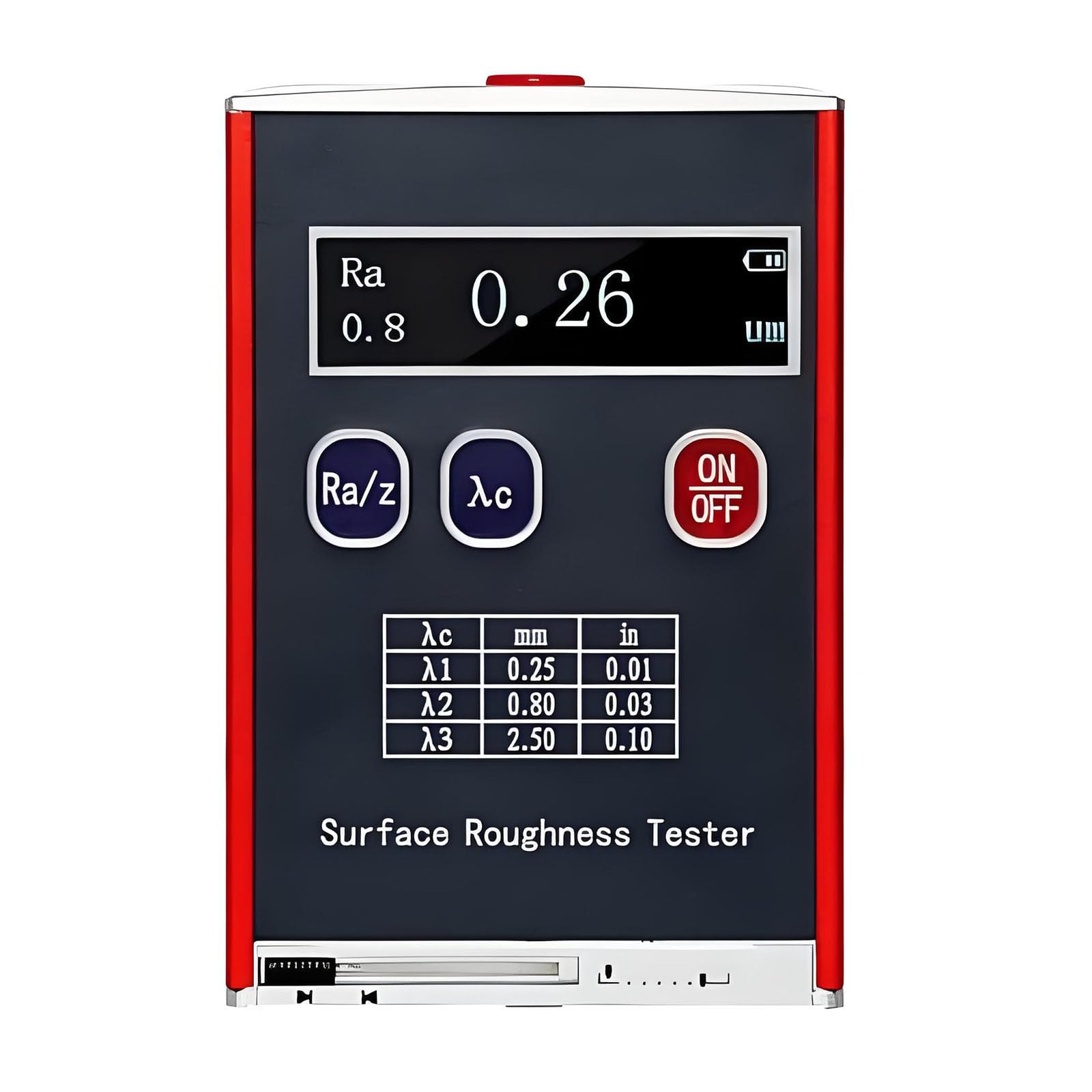 Alta Precisión Rugosímetro Alta Precisión 0,01 μm,4 Parámetros Prueba:Ra/Rq (0,05-15,0 μm),Rz/RT (0,1-50,0 μm),con Pantalla LED para Inspección Piezas